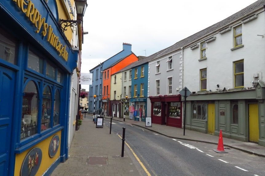 Colourful shopfronts on Upper Bridge Street, Killorglin