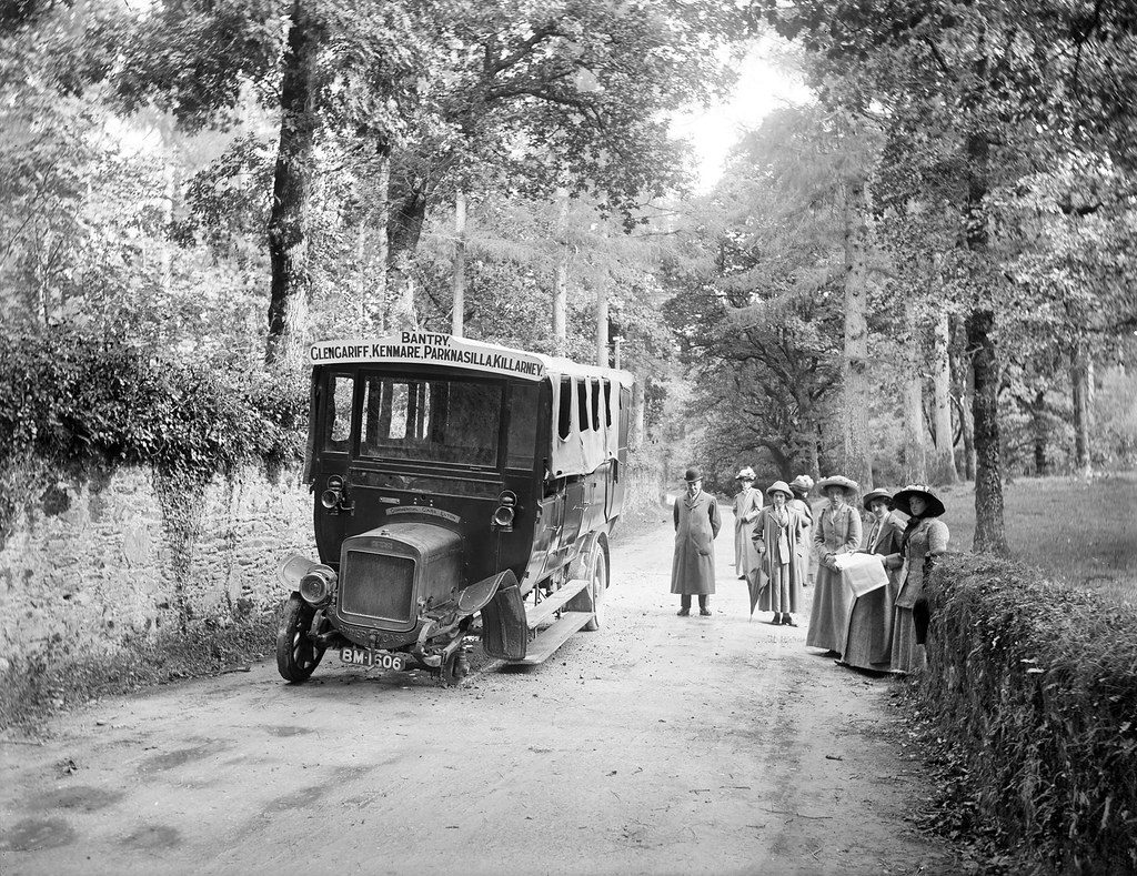 A Motor Bus on the Kenmare Road, about 1910